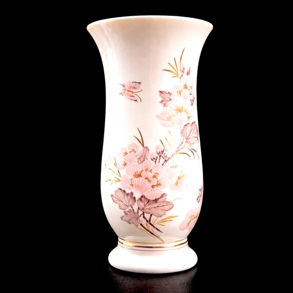 Kaiser Porcelain Other - Elegant Cream Porcelain Vase with Pink Floral Detail and Gold Trim